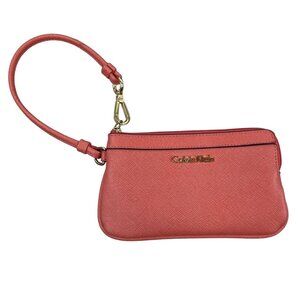 Calvin Klein Women’s Orange Crossgrain Wristlet Clutch Wallet Bag Sz S